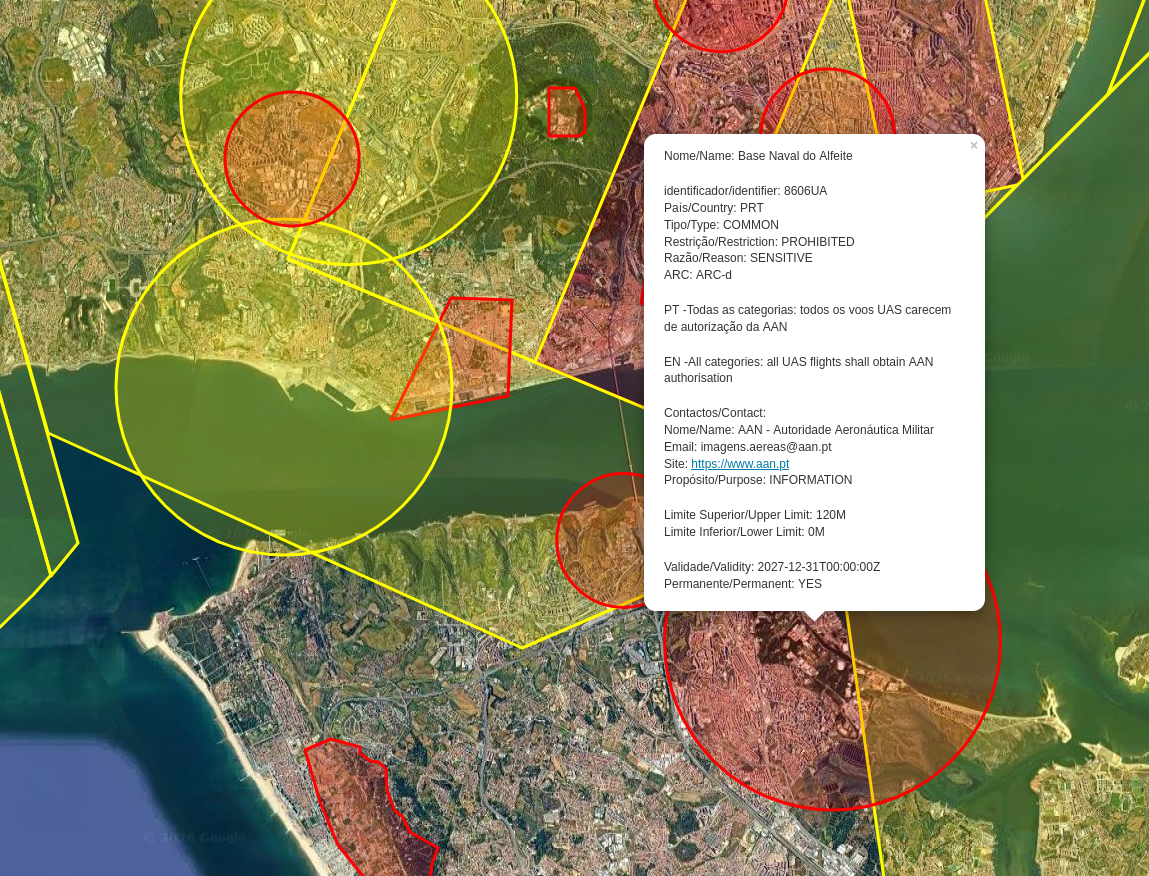 Portugal Drone No Fly Zone Map